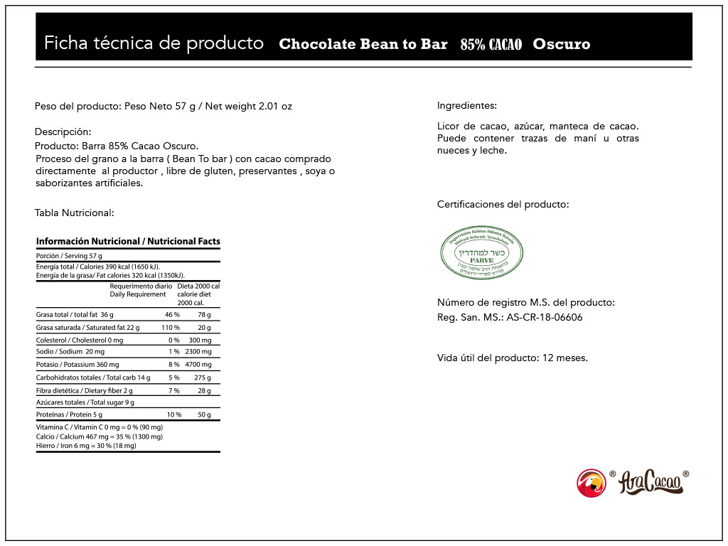 AraCacao Oscuro 85 % Cacao